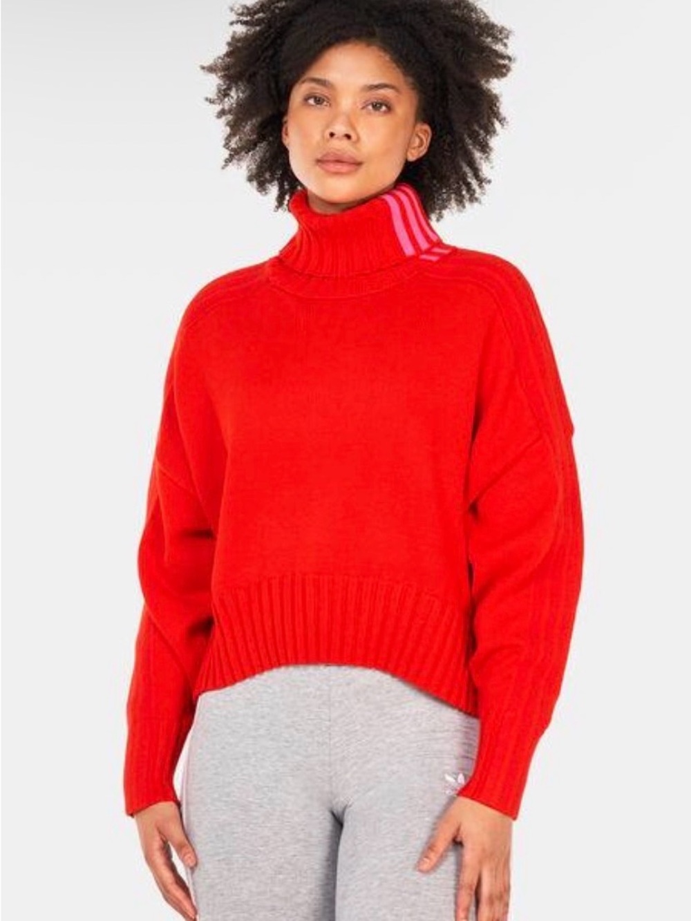 NWT Adidas x IVY PARK Red Cropped Oversized Turtleneck Knit Sweater